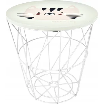 Konferenční stolek STOLEK S ÚLOŽNÝM PROSTOREM DO DĚTSKÉHO POKOJE KULATÝ KRÉMOVÝ Ø30cm PRO DĚTI