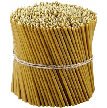 Svíčka Świece z naturalnego wosku pszczelego rituální církve 15 cm žluté 10 ks