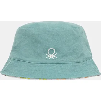 Klobouk Dětský oboustranný bavlněný klobouk United Colors of Benetton 6KQACA02M.G.Seasonal tyrkysová 67X, vel. 56