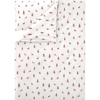 Povlečení LIVARNO® Ložní povlečení z jemného flanelu 140 x 200 cm, 70 x 90 cm (jeleni / jedle červená)