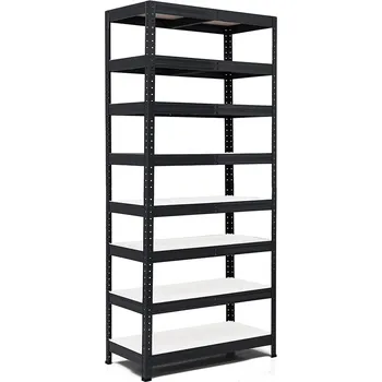 regál Policový regál Trestles RH 2200x800x300, nosnost 2000 kg, 8 polic bílých Barva: černá