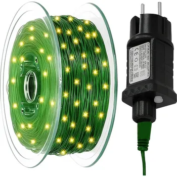 Vánoční dekorace Vánoční Osvětlení Na Stromeček 500 LED 50m Teplá Bílá + Dálkové ovládání Zelený Drát Vánoční