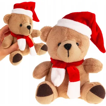 plyšák PLYŠOVÝ MEDVÍDEK VÁNOČNÍ PLYŠÁK V ŠÁLE A ČEPICI 3