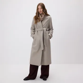Dámský kabát Reserved - Kabát s páskem k uvázání - béžová - TS889-08M - TS889-08M-XL