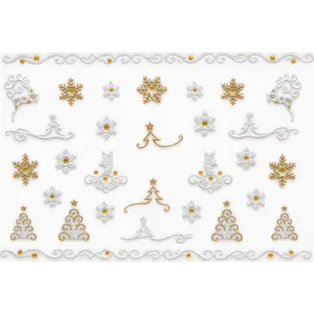 Samolepky na nehty Vánoce - stříbrno-zlaté YJ055