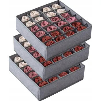 Úložný box MAGOSIS Organizér se zásuvkami 3-balení 24-přihrádkové boxy na prádlo, Šedá