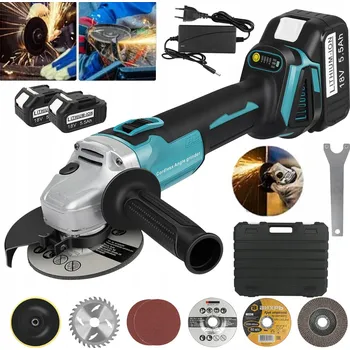 Bruska ÚHLOVÁ BRUSKA ÚHLOVÁ BRUSKA 125 MM + REGULACE OTÁČEK + KOTOUČE + 2 BATERIE 5,5 AH