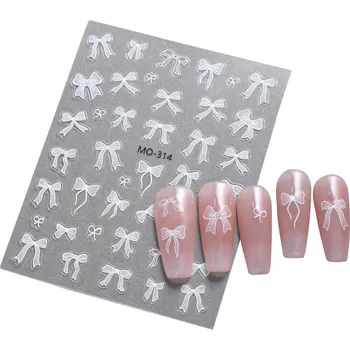 samolepka Samolepky na nehty Bílé stužky Kokardki S195