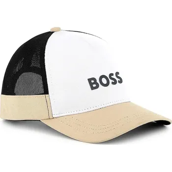 Kšiltovka Dětská bavlněná kšiltovka BOSS béžová barva, s potiskem, J51687 12X, vel. 58