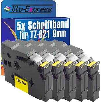 Pásek do tiskárny 5x Páska do BROTHER TZ-621 9mm 8m TZe-621 žlutá