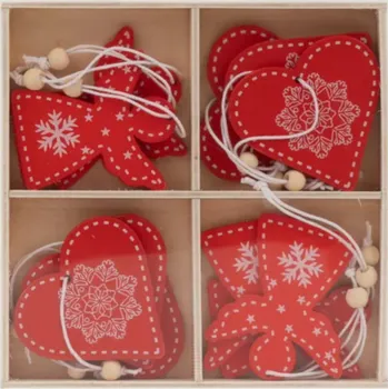 Vánoční dekorace Ozdoby dřevěné set Anděl, srdce 12ks 961368