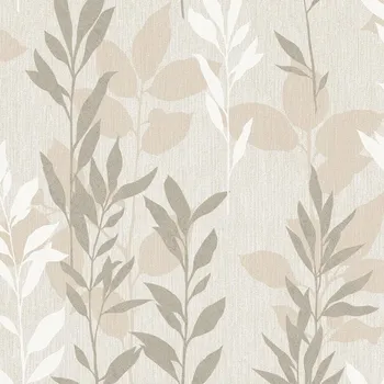 Tapeta Tapeta listy větve krémová béžová jemná
