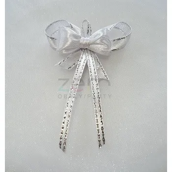 Svatební dekorace Vonička (vývazek) svatební - bílo-stříbrná s bílou mašličkou I