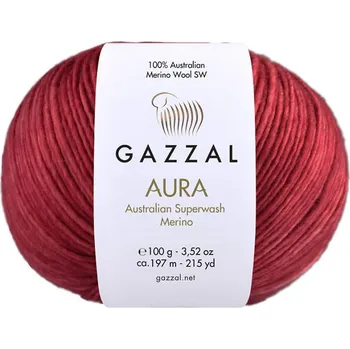 Příze Gazzal Aura 164 červená 100% merino vlna superwash 100 g NOVINKA