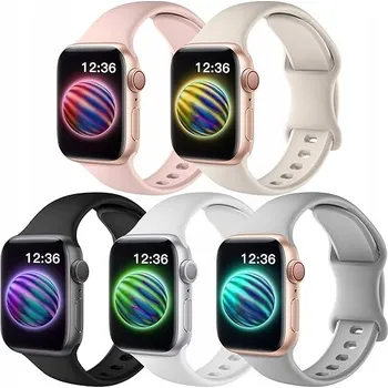 Řemínek na hodinky 5x ŘEMÍNEK PRO APPLE WATCH 1/2/3/4/5/6/7/8/9/SE 38/40/41mm - MIX SILIKONOVÝCH