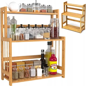 regál Stojan na koření Gockowiak dřevěný, 3 police, hnědý, 41,5x18,5x50 cm