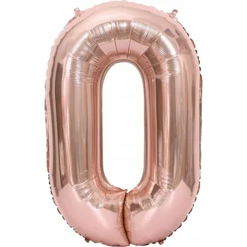 Balónek VELKÝ FÓLIOVÝ BALÓN K VÝROČÍ NAROZENIN ČÍSLICE 0 RŮŽOVÉ ZLATO 100 cm