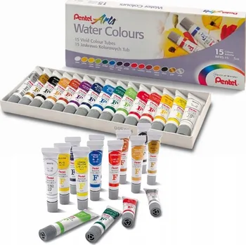 Vodová barva Akvarelové barvy v tubách Pentel 15 barev po 5 ml