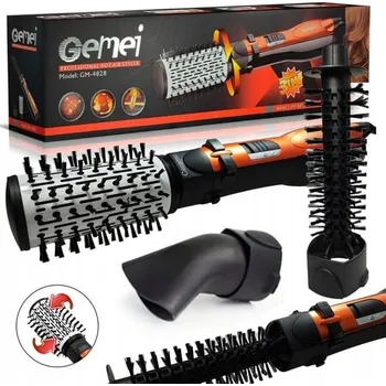 Žehlička na vlasy Sušička Gemei Gm-4828 Rotační sušička Kartáč Žehlička Na Vlasy Kulma 4v1