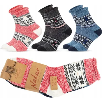 Dámské ponožky 3x Ponožky z Alpaky Teplé Tlusté Zimní ALPAKA 35-38