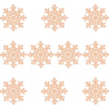 Vánoční dekorace Vánoční Koule na vánoční stromek Sarts dřevěná hnědá sněhová vločka 5,5 cm 10 ks