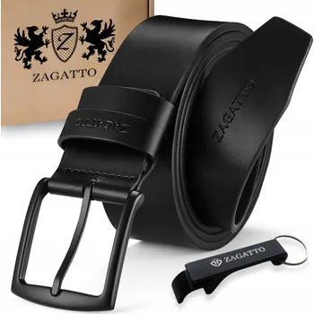 Opasek Kožený opasek pánský černý s sponou ke kalhotám široký 115 cm, kůže ZAGATTO