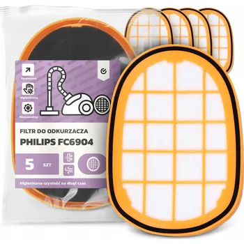 Filtr do vysavače 5x FILTR do VYSAVAČE Philips FC6904 Vzduchový Pěnový OMYVATELNÝ EM-W