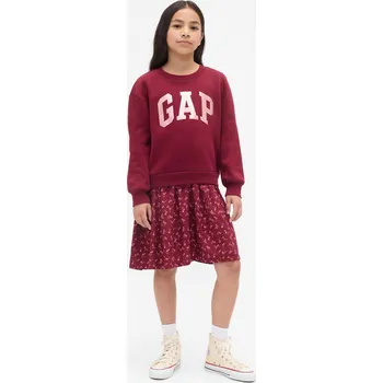 Dívčí šaty GAP Dětské oversize šaty - Holky GAP krémová | tmavě červená 3463903