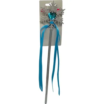 Plastová hůlka s vločkou zdobená modrou stuhou