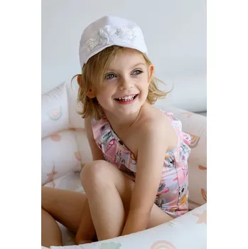 Kšiltovka Dětská bavlněná kšiltovka Jamiks ENOLA ENOLA.or.Na.gl.JLH056.G bílá 00X, vel. 48