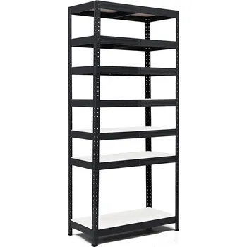 regál Policový regál Trestles RH 2200x900x300, nosnost 1750 kg, 7 polic bílých Barva: černá