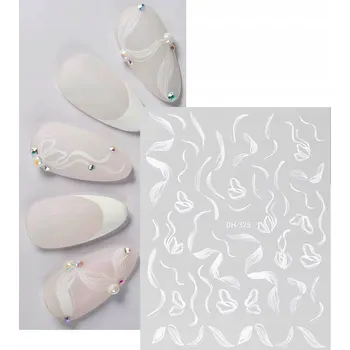 samolepka Samolepky na nehty Bílé stužky Kokardki S217