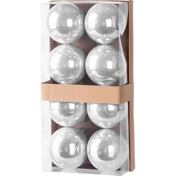 Vánoční ozdoba Baňky MagicHome stříbrné, 7cm, 8ks