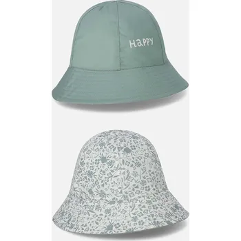 Čepice Oboustranná bavlněná dětská čepice Coccodrillo zelená barva WC4363306ALG 07X, vel. 48