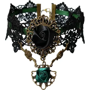 Souprava šperků B-TOP Dámský choker náhrdelník GOTHIC - černá/zelená