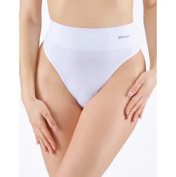 Kalhotky GINA dámské tanga s vysokým pasem a širším lemem, úzký bok, bezešvé, klasické, Eco Bamboo 05015P - bílá - L/XL
