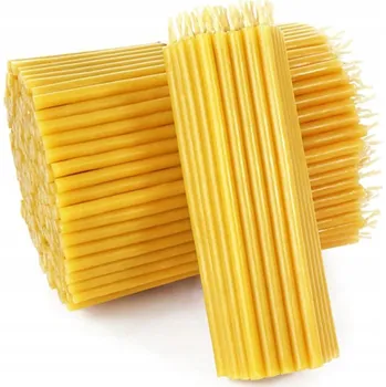Svíčka Świece z naturalnego wosku pszczelego rituální církve 15 cm žluté 10 ks