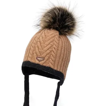 Čepice Dětská čepice s příměsí vlny Jamiks BROCK II BROCK.m.II.N.g.JZI043.B hnědá 84X, vel. 46