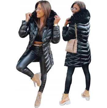 PROŠÍVANÁ DÁMSKÁ ZIMNÍ BUNDA S KAPUCÍ ČERNÁ ty2944 - L