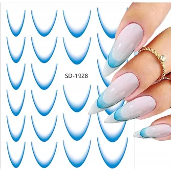 samolepka Samolepky na nehty Modré Proužky pro francouzskou manikúru ozdoby S170