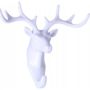 Věšák Nástěnný háček z paroží ve formě samolepky – bílý