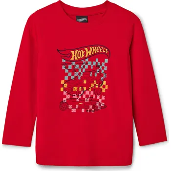 717515 - Tchibo - Dětské triko s dlouhým rukávem »Hot Wheels« - pro kluky - vel. 86/92 - barva: červená/s potiskem