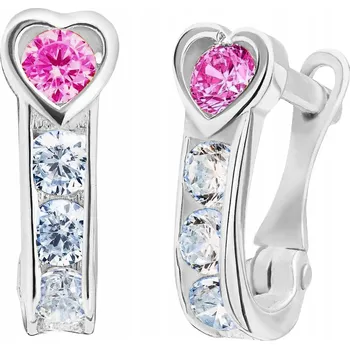 Náušnice STŘÍBRNÉ NÁUŠNICE SRDÍČKA ANGLICKÉ ZAPÍNÁNÍ RHODIOVANÉ STŘÍBRO 925