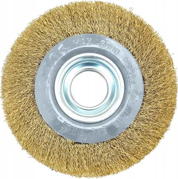 Drátěný kartáč KOTOUČOVÝ DRÁTĚNÝ KARTÁČ 150 x 32 mm, mosazí potažený vlnitý drát GRAPHITE