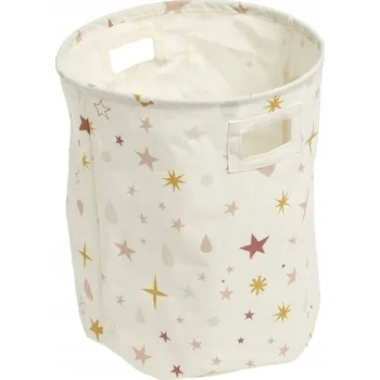 Úložný box KULATÝ KOŠÍK NA HRAČKY POLYESTER Ø 35 CM VÝŠKA 45 CM BÉŽOVÝ