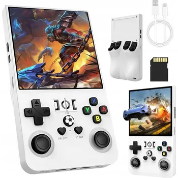 Herní konzole PŘENOSNÁ HERNÍ KONZOLE R36MAX PRO RETRO HRY 20000+ HER LINUX 64GB GAMEBOY BÍLÁ