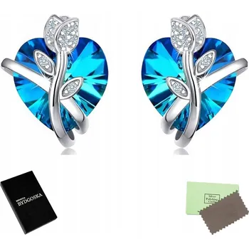 Náušnice NÁUŠNICE MENNICA BYDGOSKA STŘÍBRNÉ ZNAČKY 925 SRDÍČKA S KVĚTINOU A ZIRKONY