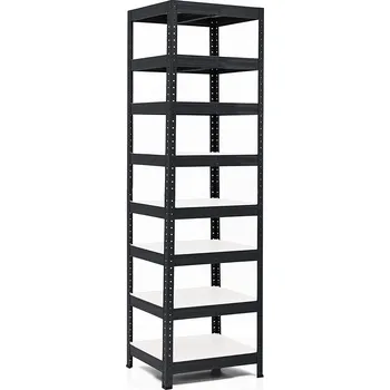 regál Policový regál Trestles RH 2200x600x600, nosnost 2000 kg, 8 polic bílých Barva: černá