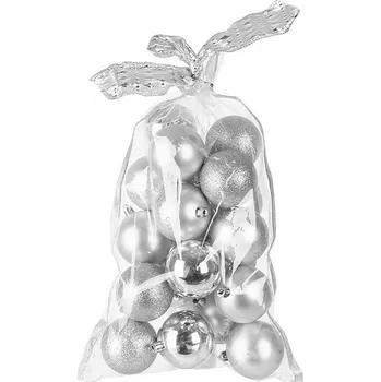 Vánoční ozdoba Baňky MagicHome stříbrné, 6cm, 20ks
