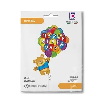 Balónek Fóliový balonek Medvídek s balónky 86×66 cm